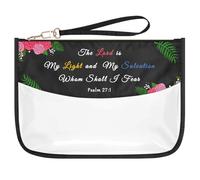 Christian Gift for Women Clear Makeup Bag Baptismal First Communion Gifts Cosmetic Bag Mother's Day Graduation Gift for Mom Coworker Friends Positive Affirmation Religious Gifts Zipper Toiletry Pouch