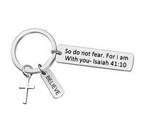 Christian Gift Keychain Bible Verse Key Chain So Do Not Fear for I Am with You Isaiah 41:10 Scripture Keychain Religious Gift Inspirational Gift Scripture Gift Bible Verse Gift for Family Friends