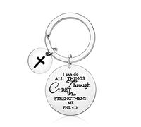 Christian Gift Keyring for Women Religious Faith Gift for Kids Teen Inspirational Keyring for Men Boys Girls Christening Baptism Keyring Bible Verse Gift for Sister Scripture First Communion Gift