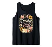 Christian Gift Praying Wife Floral Wreath Wedding Rings Tank Top