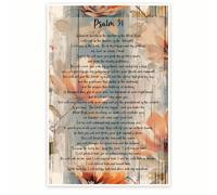 Christian Gift Psalm 91 Bible Verse Print Canvas Wall Art for Prayer Corner Home Office Spiritual Warfare Declarations(Framed,08x12inch(20x30cm))