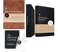 Christian Gift Set for Men - Devotional Journal, Christian Planner and Bible Verse Cards Bundle - 365 Days of Faith Notebook, Goal Setting Planner and Scripture Card Deck