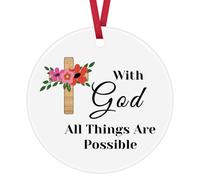 Christian Gifts Bible Verse Ceramic Ornament Keepsake Sign Religious Gifts for Him Her Inspirational Scripture Gifts Communion Gifts Birthday Christmas Ornament for Women Men