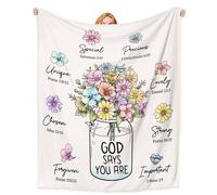 Christian Gifts, for Belief Women Engraved Blanket - 50 * 60in, Religious Baptism with Praying Words, Praise and Worship Inspiration Presents for Women Men Girl Friend