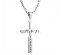 Christian Gifts for Him - Softball Cross Necklace for Men, Silver Mens Cross Necklaces with 3 mm Cross Chain and Stainless Steel Softball Cross Pendant, Box Chain 24Inch,Baptism First Communion