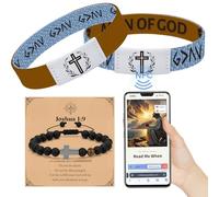 Christian Gifts for Man Cross Bracelet - Bible Verse Bracelets Jesus Religious Gifts for Women Men Daily Faith Interactive NFC Wristband Man of God Father Boss Leader Teacher Appreciation Birthday