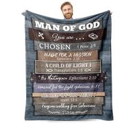 Christian Gifts for Men, Christian Spiritual Inspirational Blanket 60"x50", Confirmation Religious Bible Baptism Encouragement Birthday Gift for Man of God Family Friends Church Partner (Woodgrain)