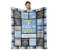 Christian Gifts for Men, I am a Child of God Blanket 150x130CM Inspirational Religious Birthday Gifts for Men, Dad, Son, Brother, Christmas Baptism Catholic Spiritual Jesus Faith Bible Prayer Gift