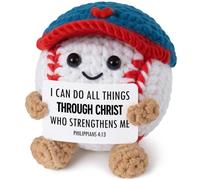 Christian Gifts for Men Women - Handmade Crochet Baseball, Bible Verse