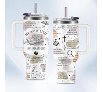 Christian Gifts for Women 40 Oz My Daily Bible Affirmations Cup Tumbler with Lids and Straws, Faith Based Bible Verse Gifts Coffee Mugs, Inspirational Religions Birthday Gift for Women Mom Friends