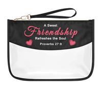 Christian Gifts for Women Best Friend Friendship Gift Makeup Bag Religious Gifts for Sister Bestie Friends Inspirational Gift Clear Cosmetic Bag Birthday Graduation Gift Long Distance Friendship Gift