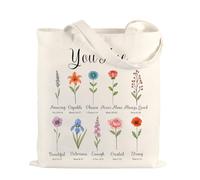 Christian Gifts for Women Birthday Baptism Bible Tote Bag Scripture Canvas Bag for Mom Sister Communion Confirmation Religious Gift for Christian Women Church Encouragement White Elephant Christmas