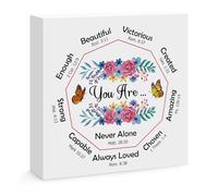 Christian Gifts for Women Birthday Inspirational Religious Gifts for Women Catholic Spiritual Gifts for Friends Family Colleague Christian Wooden Box Sign for Home Office Shelf Desk Table Decor