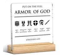 Christian Gifts for Women Faith, Armor of God Wall Art, Inspirational Bible Verse Acrylic Sign for Home Office Religious Prayer Room Bathroom Living Room Decoration