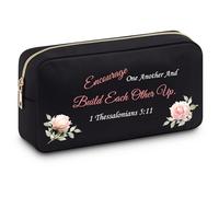 Christian Gifts for Women Faith Cosmetic Bag Inspirational Bible Verse Bag for Women Christian Religious Catholic Gifts Encouragement Gift for Women First Communion Gift for Sister Travel Pouch