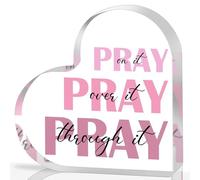 Christian Gifts for Women Faith, Prayer Gifts for Women, Inspirational Bible Verse Heart Acrylic Sign, Pink Prayer Christian Decor Sign, Christian Gifts For Home Office Religious Prayer Room Bathroom