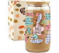 Christian Gifts For Women, Glass Cups Tumbler Cups W Lids Straws, Affirmations Christian Prayer Gift Drinking Cup W Bible Verses,16oz Coffee Cup, Faith Religious Gift, Mothers Day Gifts for Mom