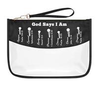 Christian Gifts for Women God Says You Are Makeup Bag Inspirational Religious Gift for Sister Friends Bestie Daughter Colleague Teacher Nurse Faith Based Gifts Clear Cosmetic Bag Travel Toiletry Pouch