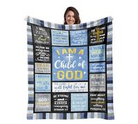 Christian Gifts for Women, I am a Child of God Blanket 150x130CM Inspirational Religious Birthday Gifts for Women Mom Sister Friends, Christmas Baptism Catholic Spiritual Jesus Faith Bible Prayer Gift