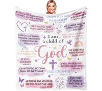 Christian Gifts for Women - I Am a Child of God Flannel Throw Blanket, Inspirational Religious Gift for Baptism, First Communion/Christmas/Birthday Present for Girls Mum Daughter Sister Friend UK