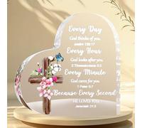 Christian Gifts for Women, Inspirational Acrylic Plaque With Bible Verse Prayer, Spiritual Keepsake Decor for Baptism, Easter, Christening Religious Gift Presents for Women Men Friends