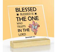Christian Gifts for Women Inspirational Bible Verse Acrylic Plaque Religious Baptism Gifts Bible Verse Gifts Acrylic Plaque with Wooden Base Christian Scripture Gifts Thank You Birthday Gift