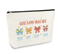 Christian Gifts for Women Inspirational Gift Makeup Bag Religious Encouragement Gifts for Mom Sister Daughter Friends Cosmetic Bag Birthday Christmas Faith Spiritual Gift Zipper Travel Pouch