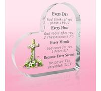 Christian Gifts for Women Men Heart Shaped Acrylic Plaque,Christian Easter Gifts,Confirmation Gift for Girls Boys,Bible Jesus Inspirational Religious Catholic Scripture Baptism Prayer Gift for Women