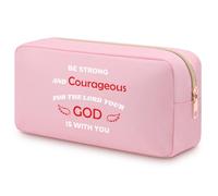 Christian Gifts for Women Religious Bible Verse Makeup Bag Inspirational Scripture Gifts for Women Girls Coworker Mom Her Friend Double Side Travel Organizer Pink Toiletry Bag