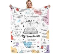 Christian Gifts for Women Men Faith Bible Religious Gifts My Daily Bible Affirmations Blanket Bible Verse Blanket for Women Soft Flannel Throw and Blankets 60"x50"