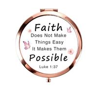 Christian Gifts for Women Religious Gift Bible Verse Compact Makeup Mirror | Inspirational Baptism Gifts Frienship Gifts Rose Gold Folding Mirror Gift for Christmas Birthday Easter Graduation