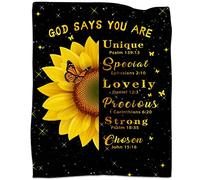 Sunflower Throw Blanket for Women Christian Religious Gifts Soft Sunflower Blanket Throw God Say You are Bible Verse Gift for Women 50"x60"…
