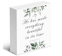 Christian Gifts - 'He has made everything beautiful in its time' Wooden Box Sign Decor for Thanksgiving, Christmas, Home Decor