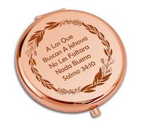Christian Gifts in Spanish Travel Compact Pocket Makeup Mirror Religious Gifts for Women Sisters Friends Daughter Encouragement Gift for Girls Faith Baptism Birthday Present Folding Mini Pocket Mirror