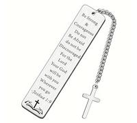 Christian Gifts Inspirational Bible Verse Bookmark Be Strong and Courageous Cross Charm Women Men Religious Present for Birthday Graduation Communion Christmas Thanksgiving