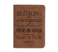 Christian Gifts Leather Passport Holder for Men Personalized Engraved Passport Holder,Bible Verse Faith Religious Birthday Inspiring Gifts, Joshua 1:9, Leather