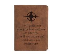 Christian Gifts Leather Passport Holder for Men Personalized Engraved Passport Holder,Bible Verse Faith Religious Birthday Inspiring Gifts, Psalms 32:8, Leather