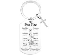 Christian Gifts Women Religious Keyring - 1 Pcs Inspirational Spiritual Baptism Gift with Bible Verse and Prayer, Pendant Cross Charm for Girls Birthday Graduation Thanksgiving Communion Christmas