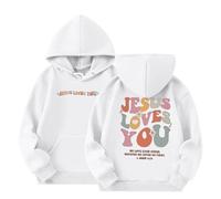 Christian Girl's Boy's Hoodie Jesus Loves You Hoodie Christian Jesus Bible Verse Sweatshirt Girls Woman Harajuku Pullover Tops