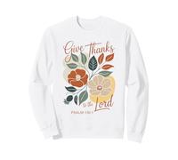 Christian Give Thanks Psalm 136:1 Floral Bible Verse Faith Sweatshirt