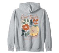 Christian Give Thanks Psalm 136:1 Floral Bible Verse Faith Zip Hoodie