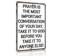 Christian God Gifts for Men Women Prayer Is The Most Important Conversation of Your Day Vintage Tin Sign Religious Metal Wall Art for Home Church Prayer Room Office Chapel Decor 8x12 Inch