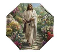 Christian God Jesus-man Compact Folding Umbrellas Windproof Travel Auto Open Umbrella for Women Men Automatic