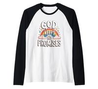 Christian God Keeps His Promises Rainbow Clouds Raglan Baseball Tee