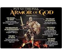 Christian God Metal Tin Signs Put On The Full Armor of God Posters Congregation Home Room Plaque Vintage Aluminum Sign for Farmhouse Courtyard Wall Decor 12x8 Inches