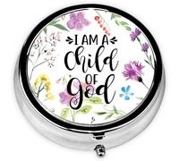 Christian God Pill Case,Bible Verse Pill Box 3 Compartments Metal Small Pill Holder with Mirror Mini Travel Pill Container for Purse Pocket Women Men