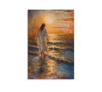 Christian God Poster Jesus Walking on Water (1) Print Picture Canvas Wall Art For Living Room Bedroom Office Home Decoration 08x12inch(20x30cm)