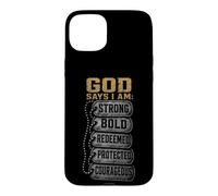 Christian God Says I Am Strong Bold Redeemed Gift Case for iPhone 15 Plus