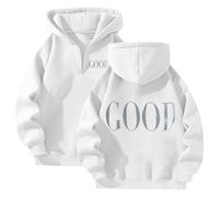 Christian Good Hoodies for Women Y2K Loose Jesus Funny Pullover Sweatshirts God Trendy Athletic with Hood Zip Up Casual Tops Loose Fit Gothic Religious I Love Jesus Aesthetic 2025 White