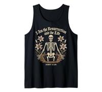 Christian Gothic Skeleton Resurrection John 11:25 Bible Tank Top